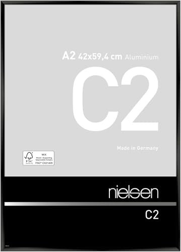 nielsen Bilderrahmen, 42 x 59,4 cm (A2), Aluminium, Schwarz glanz, Posterrahmen zum Aufhängen im Hoch- & Querformat, Echtglas, C2