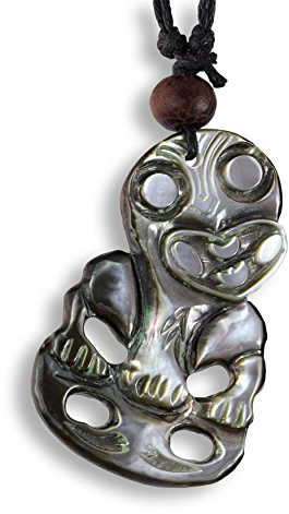 Island Piercings Halskette Muschel Perlmutt Maori Tiki längenverstellbar N185