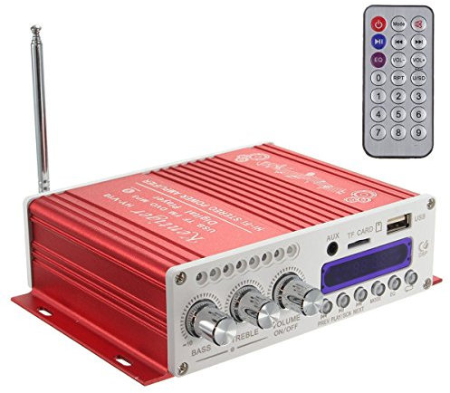 WINGONEER Mini Bluetooth Hi-Fi Audio Stereo AMP Bass Booster MP4 12V di sostegno FM / MP3 / TF/USB/DVD per automobile Auto Moto Auto CD DVD