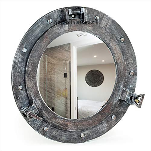 Nagina International Fenêtre hublot Grise Rustique de 11 | Miroir Vintage décor de Bateau | Cadeau de Pirate