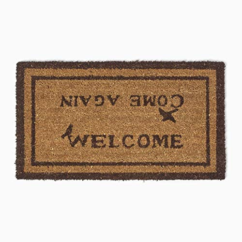 HOMESCAPES - Door Mat - Welcome Come Again - 40 x 70 cm - 100% Natural Coir - Indoor and Outdoor Doormat