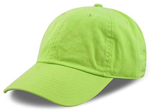 Baseballmütze für Damen und Herren, blanko, gewaschen, niedriges Profil, Baumwolle und Denim, LSF 50+, Golfmütze, Limette, Einheitsgröße
