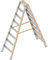 Layher 1043008 Stufenstehleiter Topic, Aluminiumleiter 2x8 Stufen 80 mm Breit, beidseitig begehbar, klappbar, Länge 2.00 m