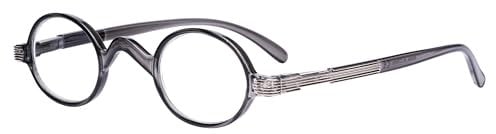Eyekepper Small Oval Round Reading Glasses Vintage Mini Reader Eyeglasses for Men Women Reading with Spring Hinges Grey Frame +3.00