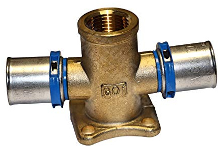 EasyPRESS Pressfitting Doppel-Wandscheibe 165° V-Form DVGW für Mehrschichtverbundrohr u. PE-RT (Pressprofil: TH - Kontur) Doppel-Wandscheibe 165° V-Form in (20 x 1/2 x 20)