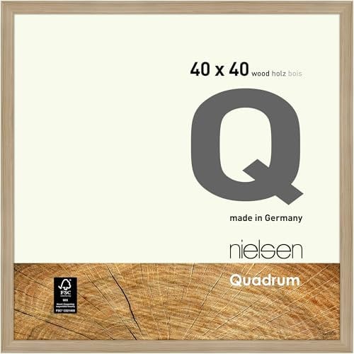 nielsen Bilderrahmen, 40 x 40 cm, Holz, Eiche Natur, Posterrahmen zum Aufhängen im Hoch- & Querformat, Echtglas, Quadrum