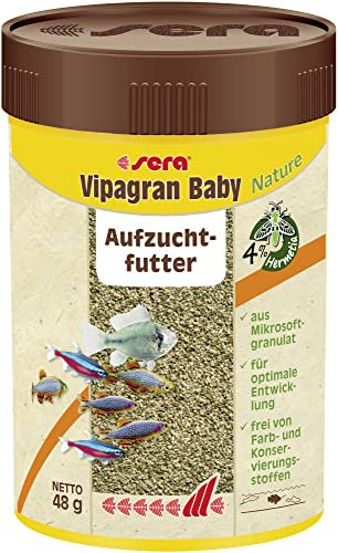 sera Vipagran Baby Nature 100 ml (48 g) - Mikrosoftgranulat für Jungtiere mit 4 % Insektenmehl, Jungfischfutter