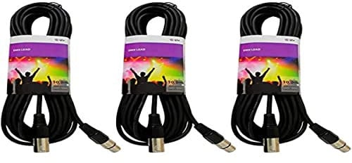 QTX - 3 x 10m DMX Cable for DJs, Clubs, Lights