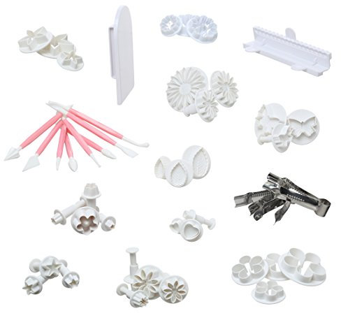 Levivo Utensile per Modellare Set per Decorazioni/Tagliapasta per Pasta di Zucchero, Bianco, 19x18.5x9.5 cm