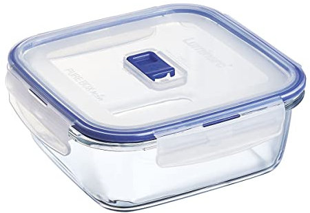 Luminarc Pure Box Active Recipiente Cuadrado Hermético Vidrio 18x18x7,3cm - 122cl Sodo Apto Microondas Apto Frigorífico Reciclable
