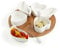 Brandani 55753 Antipastiera cupido in porcellana bianca con supporto in bamboo e 3 forchettine acciaio inox