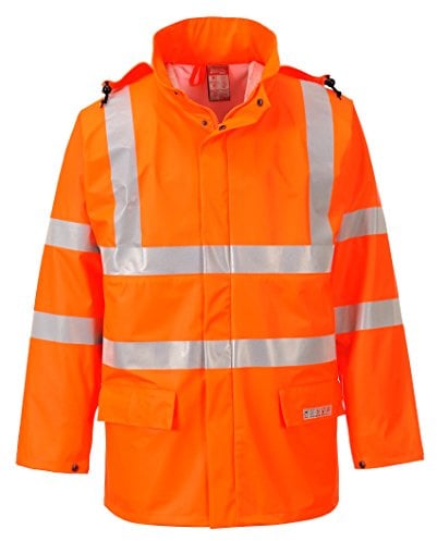 Portwest FR41 Sealtex Flame Hi-Vis FR Jacket Long Sleeve Studded Storm Flap | Orange, 2X Large, EN ISO 20471 Class 3, EN 1149-5, EN 13034, Regular Fit, Waterproof with Welded Seams, Secure Storage