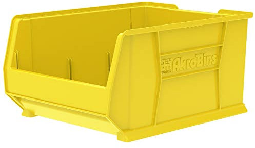 Akro-Mils 30289 Super Size Plastic Stacking Storage Akro Bin, 24-Inch D by 18-Inch W by 12-Inch H, Yellow