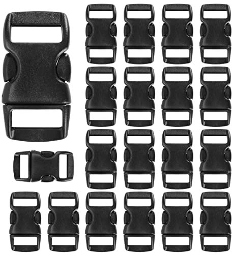 Grenhaven 20er Set Schwarze Steckschnallen aus robustem Kunststoff für 10mm Bänder, 29x15x5 mm Klickverschlüsse Hunde- und Katzenhalsbänder, Paracord Armbänder Steckschließer Rucksack