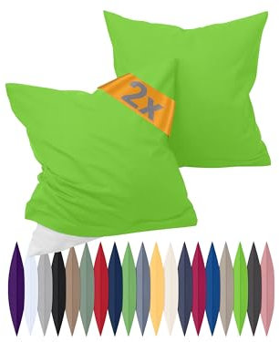 npluseins Renforcé-Kissenbezüge im Doppelpack - 100% Baumwolle - schlicht und edel 698.898, 40 x 40 cm, grün
