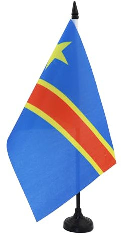 AZ FLAG - Tischflagge Demokratische Republik Des Kongo - 21x14 cm - Kongolesische Tischfahne 14 x 21 Cm - Flaggen
