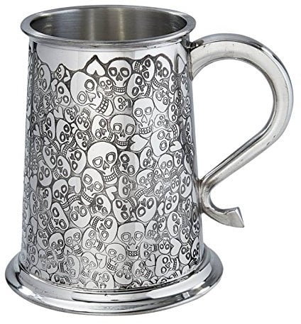 Wentworth Pewter - Tasse chope en étain de 1 pinte Love Skull