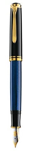 Pelikan Souverän M800 Füllfederhalter, Schwarz-Blau, 18K Bicolor-Goldfeder B, Kolbenfüller