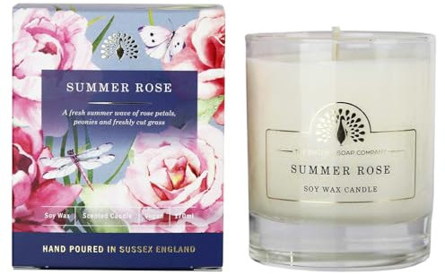 The English Soap Company Signature Scented Candle, Summer Rose Scented Candle, 170mls
