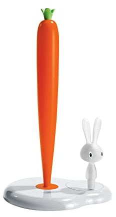 Alessi | Bunny & Carrot ASG42W - Porte-rouleau de Papier Design, Résine Thermoplastique, Blanc