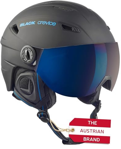 Black Crevice Erwachsene Skihelm Silvretta, mit Visier, schwarz/blau, XS