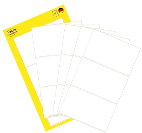 AVERY Zweckform 3084 Haushaltsetiketten selbstklebend (66x38 mm, 18 Aufkleber auf 6 Bogen, Vielzweck-Etiketten für Haushalt, Schule und Büro zum Beschriften und Kennzeichnen) blanko, weiß