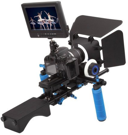 Yimidear Universal-Profi DSLR Video Film Kit Combination Gruppe Shoulder Support Berg Rig + Follow Focus Finder + Matte Box + High Quality 1080P 7 HDMI-Kamera Video-Monitor für DSLR DV Video Kamera wie Canon 550D 500D 60D 50D 40D 5D 5D2 5D3 1Ds, Nikon D700 D300 D90 D7000 D5000 D3100 D3000, Fuji, Olympus, Pentax SLR DSLR And So On