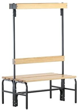 Sypro Wolf® Umkleidebank für Trockenräume mit doppelseitiger Rückenlehne 1,01 m, Ohne Schuhrost