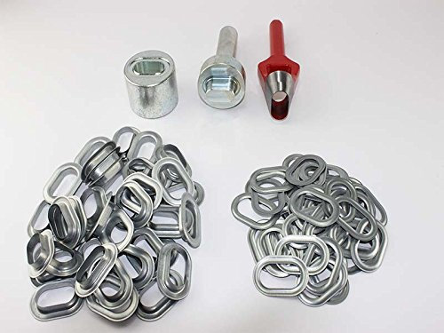 Profi Oval Ösen Set Einschlagstempel 42 x 22 mm + 50 Ovalösen Zink + Locheisen