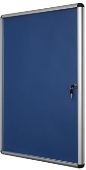 Bi-Office 900 x 600mm Felt Aluminium Framed Lockable Internal Display Case - Blue