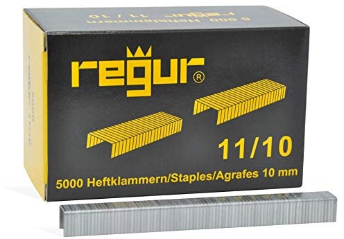 REGUR Typ 11 Flachdraht-Klammern verzinkt – 5.000 Stück in der Länge 11/10 mm – Heftklammern zum Befestigen von Folien, Papier, Pappe, Textilien uvm