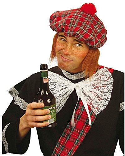 NET TOYS Schottenmütze kariert mit Haaren Faschingsmütze Schotten Mütze Schotte Hut Schottenhut Fasnet Kostüm Zubehör Fasnacht
