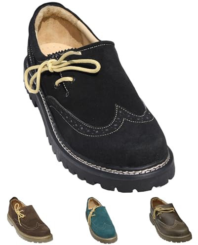German Wear Haferlschuhe Trachtenschuhe Brogue Original-Handmachart 41 EU Schwarz
