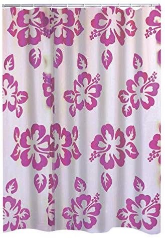 RIDDER Duschvorhang Folie Flowerpower Semitransparent-rosa 180x200 cm