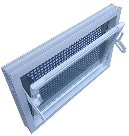 Kellerfenster weiss 60 x 50 cm Isolierglas 3.3 mit Schutzgitter, incl. Pollenschutzgewebe, 4 Fensterbauschrauben