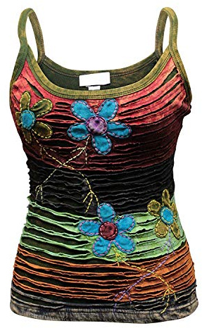 SHOPOHOLIC FASHION Damen Messer Geschnitten Baumwolle Hippy Tank Top, Mehrfarbig, M