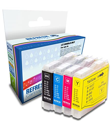 Refresh Cartridges Compatible Ink Cartridge Replacement for Brother LC1000Bk/C/M/Y (Multi-Colour)
