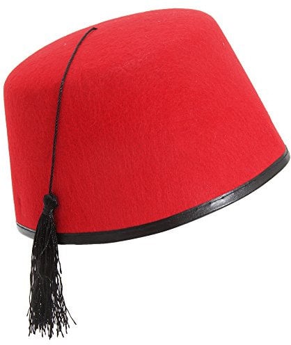 HENBRANDT Single Red Fez Hat for Adults - Classic Fancy Dress Costume Accessory with Tassel - Adult Size 19cm Novelty Party Hats