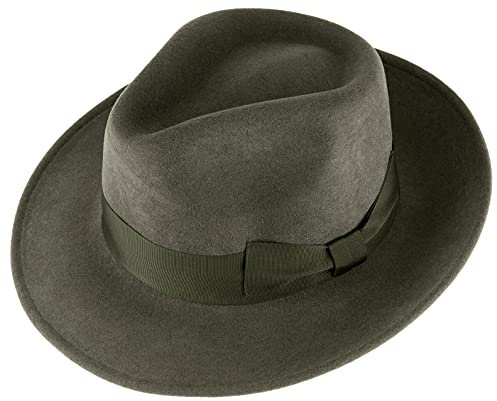 Alpenleder Hut - Modell: Palermo (Handgefertigt) - Nachhaltiges Bio-Filz aus regionaler Landwirtschaft | Fedora Wollhut, Hüte Damen & Herren, Filzhut *Fair Produziert* (Größe M (57-58cm), Olivia)