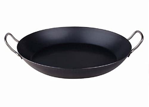 Pentole Agnelli Linea Ferro Tegame in Ferro per Paella con Due Maniglie Inox, Nero, 36 cm