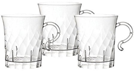 Party Essentials 10 Count Hard Plastic Swirled Coffee/Punch Bowl Cups, 8 oz, Clear