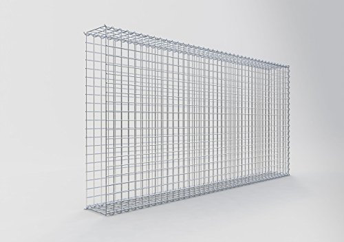 GABIONA Cesta de piedra de gavión rectangular, malla de 5 x 5 cm, profundidad de 20 cm, cesta de cultivo tipo 2, cierre de espiral, galvanizado (200 x 100 x 20 cm)