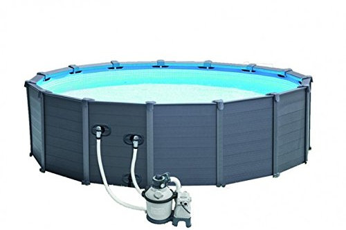 Intex Graphite Gray Panel Pool Set, blau/grau, 478 x 478 x 124 cm, 16,81 L, 28382GN