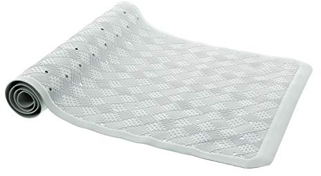 Anti-Fungal Non Slip Rubber Vinyl Bath Mat with Suction Cups and Drainage Holes, Slip Resistant Shower Tread