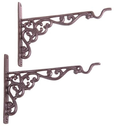SIDCO Wandhalterung 2 x Haken Blumenampel Landhaus Gusseisen Halterung Wandhaken 25cm