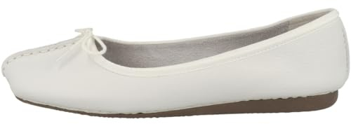 Clarks Women's Freckle Ice Ballet Flats, White Leather, 9 UK