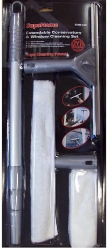Window Cleaning Set Extendable Conservatory Squeegee Window Wiper Supahome NEW
