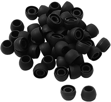 sourcingmap 50 Pcs Soft Silicone Replacement Earbud Tips, Portable 10 x 8mm Ear Tips for Earphone Headsets Accessories, Earbuds Covers with 5mm Inner Hole for Fit Most in-Ear Earbuds, Black