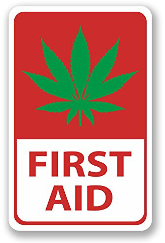 2 x First Aid Marijuana Sticker Car Bike iPad Laptop Weed Drugs Funny Joke #4190 (6.5cm Wide x 10cm Tall)