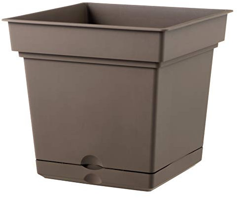 Teraplast Still Lato 38,5cm - Fioriera da Esterno E da Balcone in Plastica Opaca, Colore Bruno, 100% Riciclabile con Riserva d'Acqua. Vaso Quadrato da Esterno
